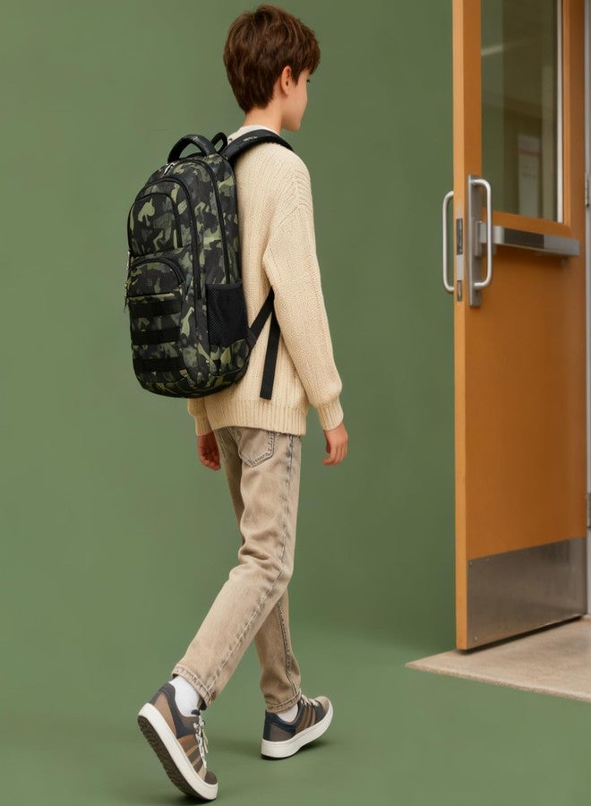JIANYA Boys Backpack Kids School Backpack Big Student Laptop Backpack Middle School Bookbag Teen Boy Travel Daypack, 17.7 IN Camo Green - Image 4